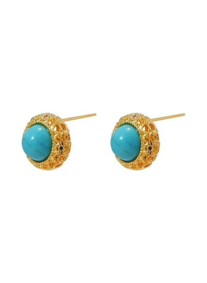 Turquoise Vintage Elegance Stud Earrings  - Image 1