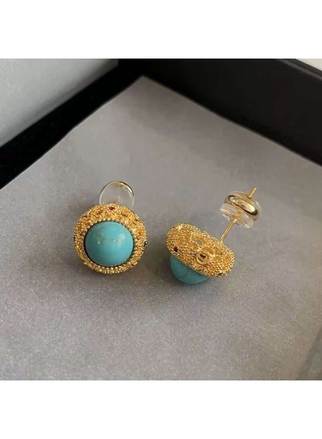 Turquoise Vintage Elegance Stud Earrings  - Image 3