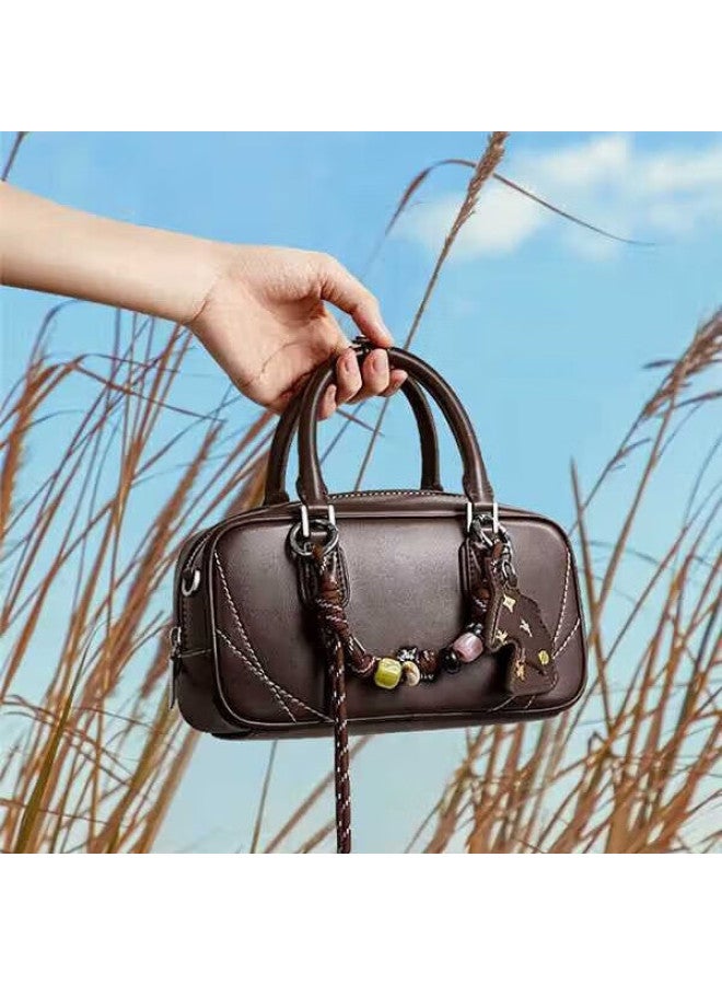 Nucelle Candy Bowling Bag Luxury Niche New Cowhide Crossbody Boston Bag For Women Birthday Gift For Girls - Image 3