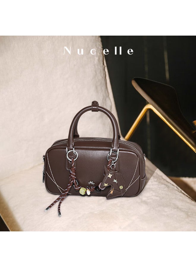 Nucelle Candy Bowling Bag Luxury Niche New Cowhide Crossbody Boston Bag For Women Birthday Gift For Girls - Image 5