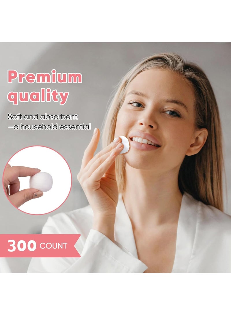 LuckSa Cotton Balls [300 Count] Bulk, Pure Cotton Balls for Face, Nail Polish Remover, Makeup - Image 4