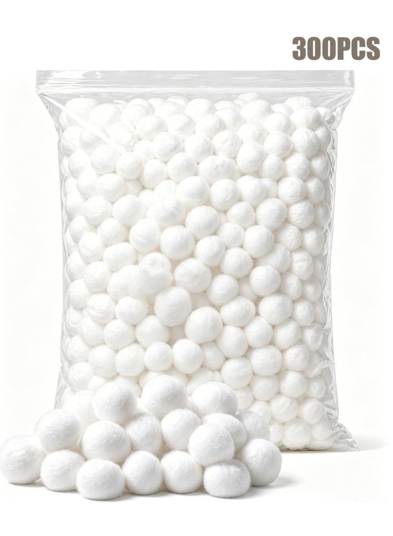 LuckSa Cotton Balls [300 Count] Bulk, Pure Cotton Balls for Face, Nail Polish Remover, Makeup - Image 1
