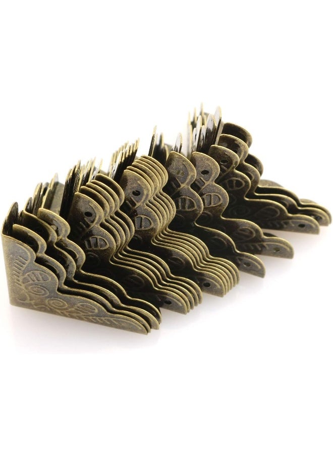 Tegg Box Corner Protector 20PCS Antique Brass Triangle Rattan Carved Wood Case Edge Guard  - Image 2