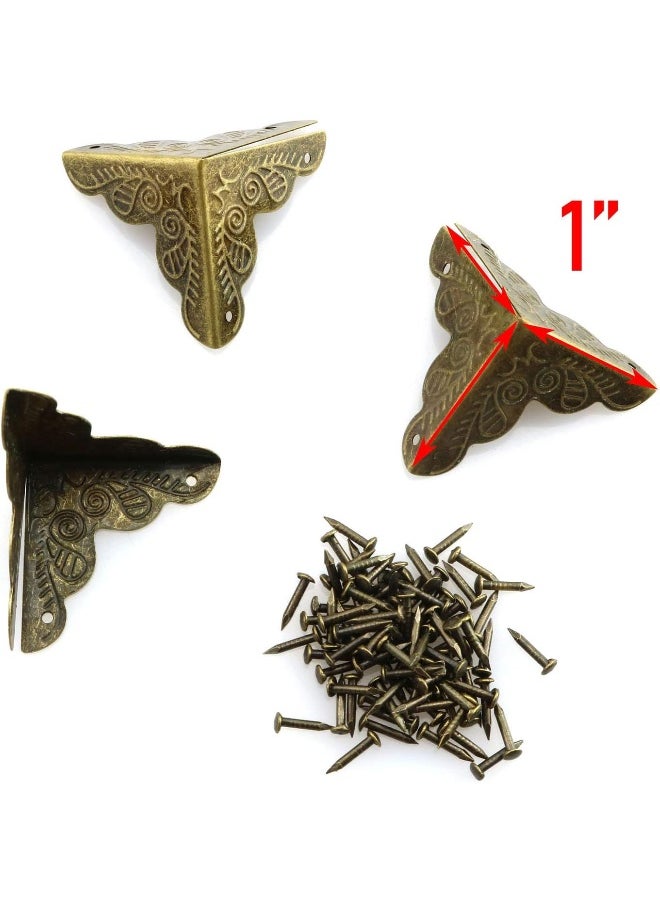 Tegg Box Corner Protector 20PCS Antique Brass Triangle Rattan Carved Wood Case Edge Guard  - Image 4