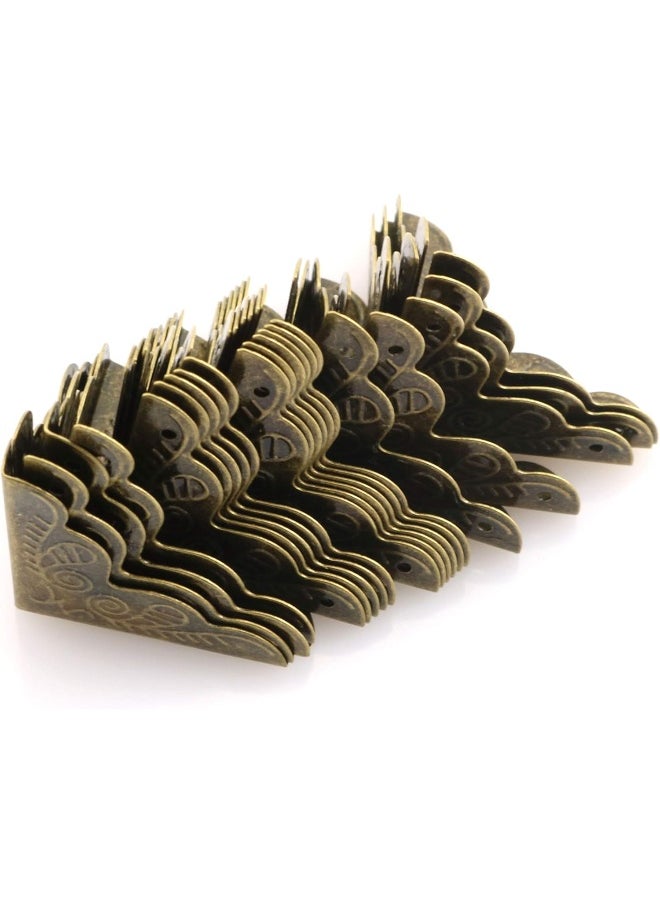 Tegg Box Corner Protector 20PCS Antique Brass Triangle Rattan Carved Wood Case Edge Guard  - Image 1
