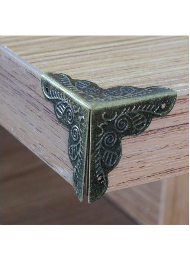 Tegg Box Corner Protector 20PCS Antique Brass Triangle Rattan Carved Wood Case Edge Guard  - Image 5