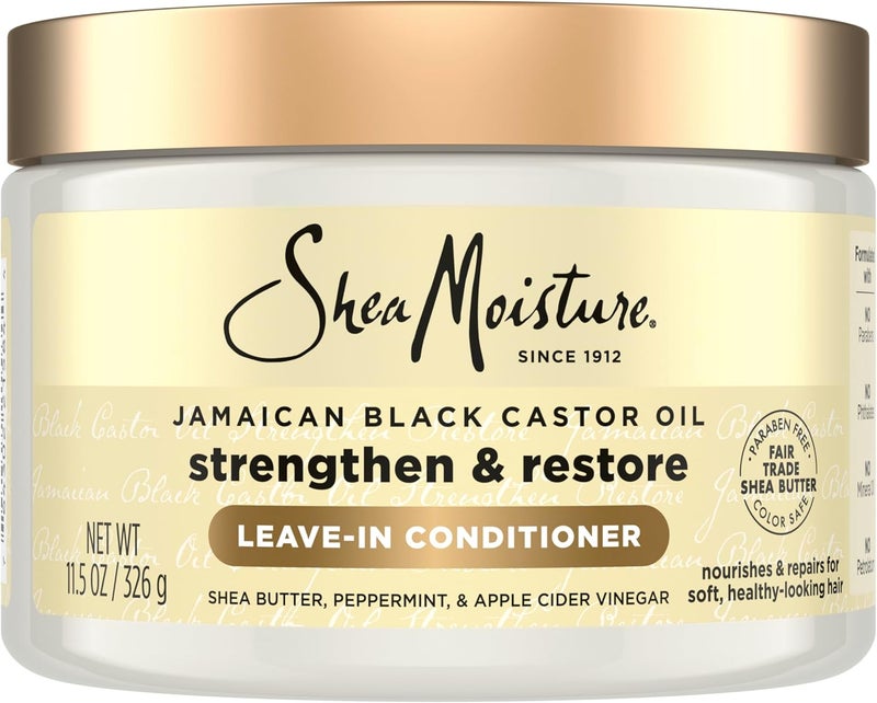 Shea Moisture Jamaican Black Castor Oil Leave-In Conditioner 11.5oz | Strengthens, Softens & Detangles Damaged Hair | With Shea Butter, Peppermint & Apple Cider Vinegar – Original - Image 1