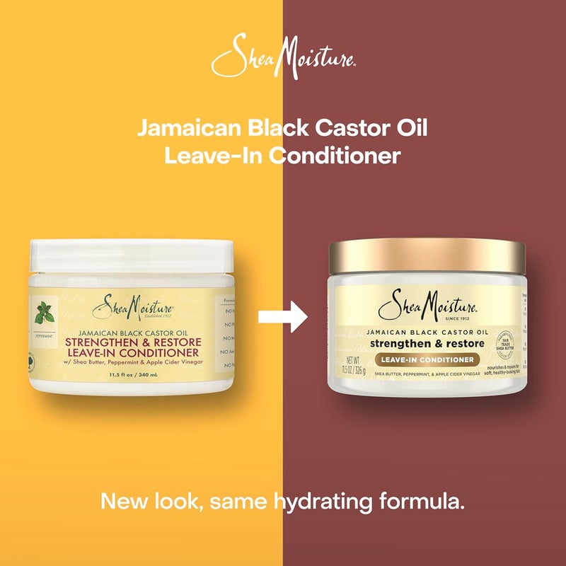 Shea Moisture Jamaican Black Castor Oil Leave-In Conditioner 11.5oz | Strengthens, Softens & Detangles Damaged Hair | With Shea Butter, Peppermint & Apple Cider Vinegar – Original - Image 3