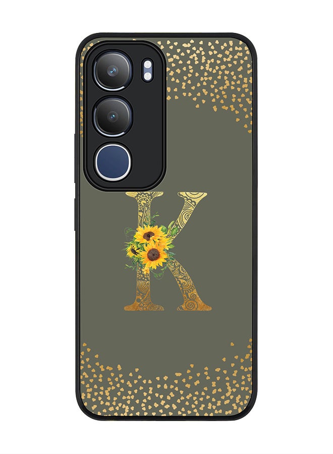 Stylizedd For vivo Y19s / Y19s Pro Case,Slim fit Camera Protection, Shockproof Thin Phone cover  - Custom Floral Monogram - K  (Olive Green )