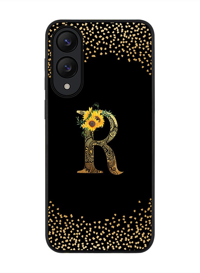 Stylizedd For Samsung Galaxy S25 Edge Case,Slim fit Camera Protection, Shockproof Thin Phone cover  - Custom Floral Monogram - R ( Black )