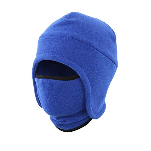 LLmoway Men Skull Beanie Winter Warm Fleece Earflap Hat with Ski Mask Outdoor Windproof Hat Blue - Image 1