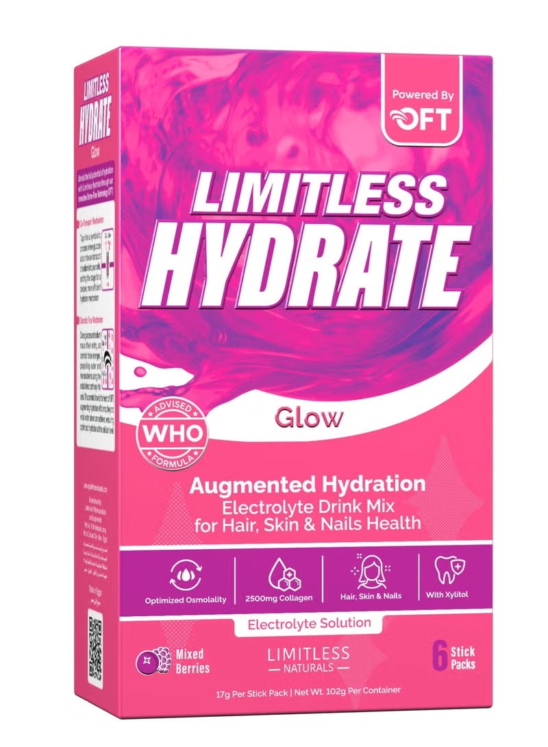 Limitless Hydrate Glow mix berries 6 stick pack - Image 1