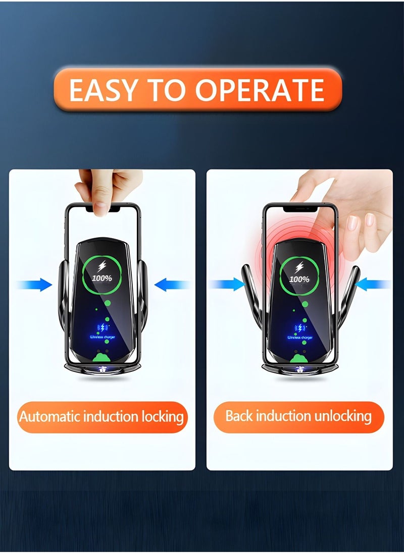 GROIC Q3 Smart Sensor Car Phone Wireless Charger with 3 charging connectors,15W Qi Fast Charging Auto-Clamping Car Phone Holder Air Vent Phone Holder,Compatible with All iPhone Android  - Image 3