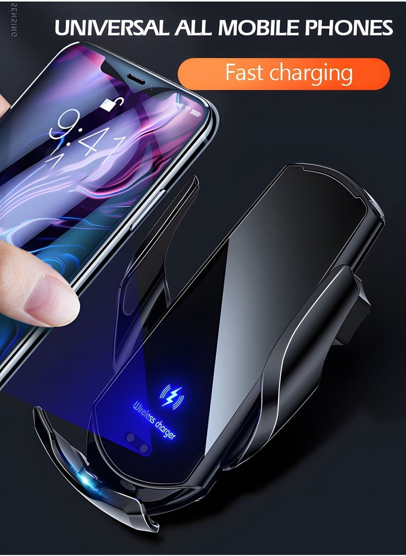 GROIC Q3 Smart Sensor Car Phone Wireless Charger with 3 charging connectors,15W Qi Fast Charging Auto-Clamping Car Phone Holder Air Vent Phone Holder,Compatible with All iPhone Android  - Image 2