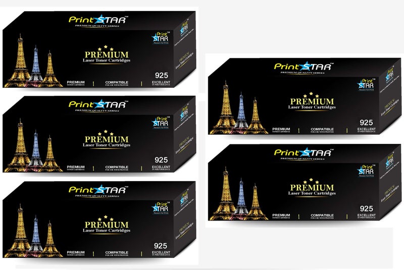 Print Star Canon 925 Single Colour Black Toner Cartridge Replacement of Canon Laser Shot LBP6018B Compatible with LaserJet Image Class MF3010 Printer, L100, L110, L200, L210, L300, L350. (Pack of 5) - Image 1