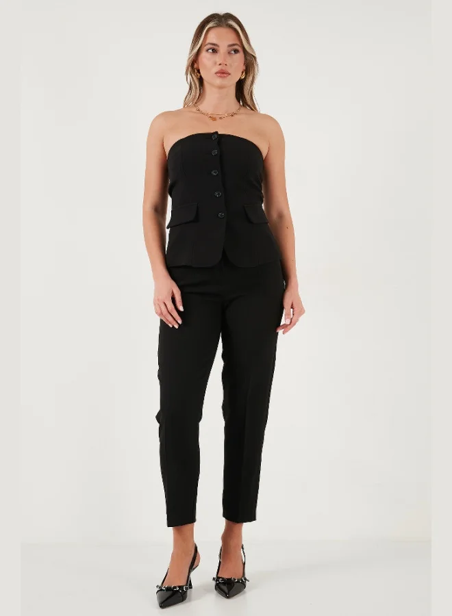 ليلا سترة ليلى نسائية بدون أكمام بياقة وأزرار