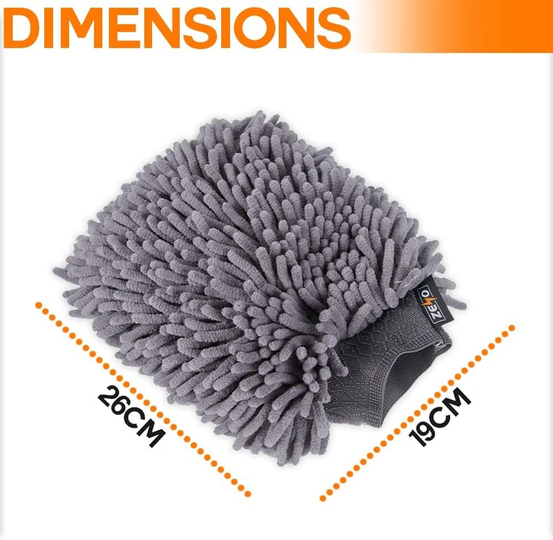 Zeno 2x Car Wash Mitts | Premium Microfibre Noodle Washing Mitt | 2 Large Noodle Gloves | Anti-Streak & Anti-Scratch Car Cleaning Mitt | Lint Free Wash Mitt For Car Washing - Image 2
