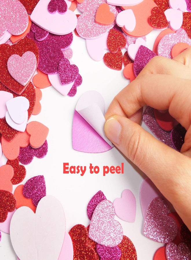 HADDIY Valentine's Day Foam Heart Stickers,300 Pcs Glitter Red Pink Hearts for Crafts 3 Different Sizes Heart Shape Decals for Kids Art Scrapbooking and Wedding Decor - Image 4