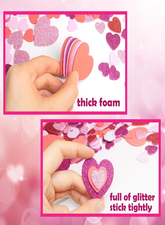 HADDIY Valentine's Day Foam Heart Stickers,300 Pcs Glitter Red Pink Hearts for Crafts 3 Different Sizes Heart Shape Decals for Kids Art Scrapbooking and Wedding Decor - Image 3