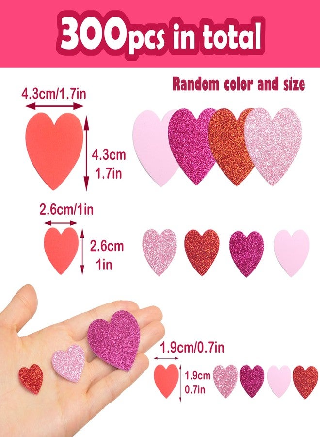 HADDIY Valentine's Day Foam Heart Stickers,300 Pcs Glitter Red Pink Hearts for Crafts 3 Different Sizes Heart Shape Decals for Kids Art Scrapbooking and Wedding Decor - Image 2