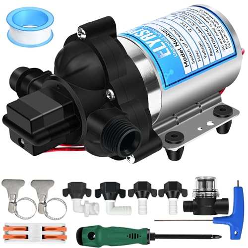 Elyaspedy 2026 Upgraded 20885541442088403144 RV Fresh Water Pump12V 35GPM SelfPriming Diaphragm Water Pump45PSIIncludes Pressure Switch and Detachable FiltersNo Noise for RV Marine Yacht Caravan - Image 1