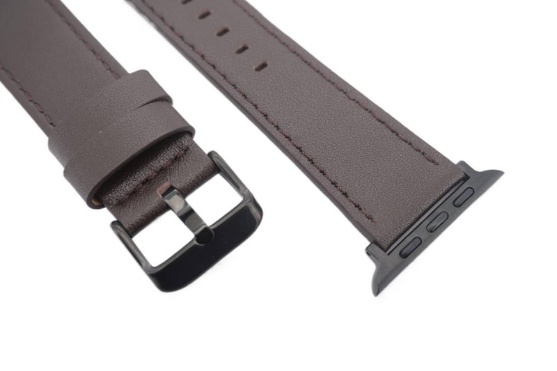 سوار ساعة ذكية سوار جلدي كلاسيكي متوافق مع Apple Watch 38/40/41/42/44/45/49mm بملاءمة قابلة للتعديل وحزام بديل باللون بني قابل للتعديل - Image 1
