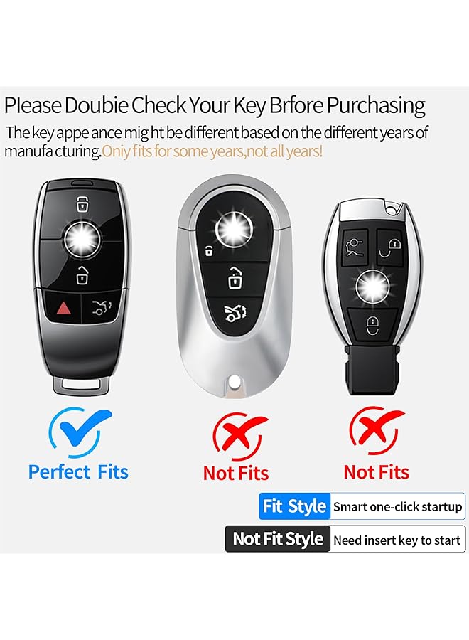 Tukellen غطاء مفتاح سيارة مرسيدس بنز، غطاء مفتاح ناعم من مادة TPU خاص متوافق مع موديلات 2017-2023 الفئة E، 2018-2021 الفئة S، 2019-2023 الفئة A، الفئة C، الفئة G، فضي - Image 2