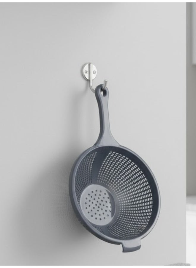 فافيلا مصفاة مطبخ بلاستيك بمقبض – مثالية لتصفية وغسل المكرونة والخضار والفواكه- لون رمادي - Image 1