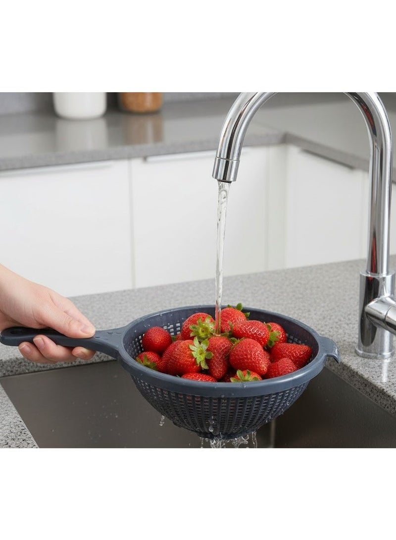 فافيلا مصفاة مطبخ بلاستيك بمقبض – مثالية لتصفية وغسل المكرونة والخضار والفواكه- لون رمادي - Image 4