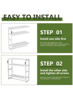 XiuWoo 3 Tier Adjustable Wood Bamboo Home Wall Mounted Storage Rack, Over Toilet Rack, Bathroom Organizer, Bathroom Rack, Storage Organizer Shelf with Towel Bar Shower  - Image 5