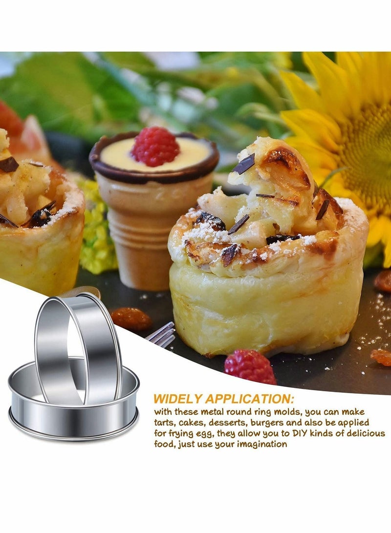 Y&D 6 Pieces Muffin Tart Rings Double Rolled Ring Stainless Steel Metal Mousse Cake Pancake Pastry Round Mould for Home Food Making Cooking Baking Tool, 3.15 Inch  - Image 5