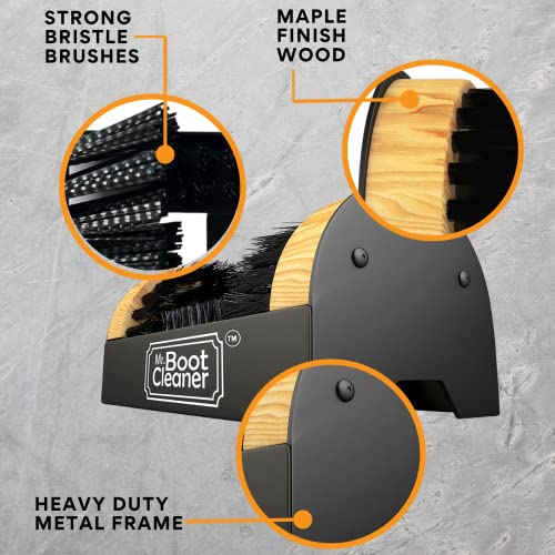Mr. Boot Cleaner Heavy Duty Wooden Shoe Brush Cleaner Outdoor Floor Mount or Portable, Commercial Boot Scraper/Scrubber with Hardware - Image 3