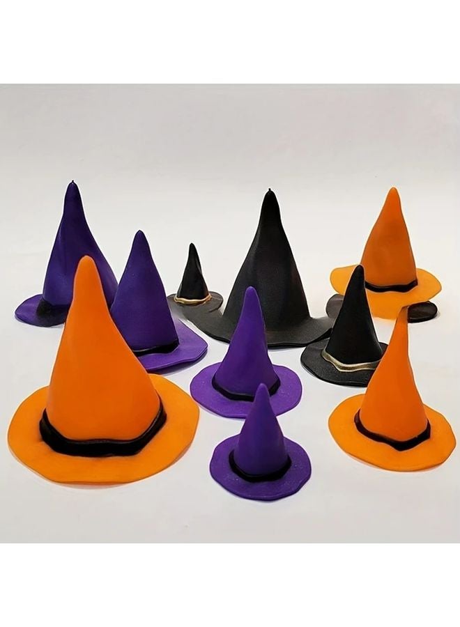 4pcs Mini Witch Hats Halloween Decorations Durable Plastic Conical Caps Tangerine - Image 1