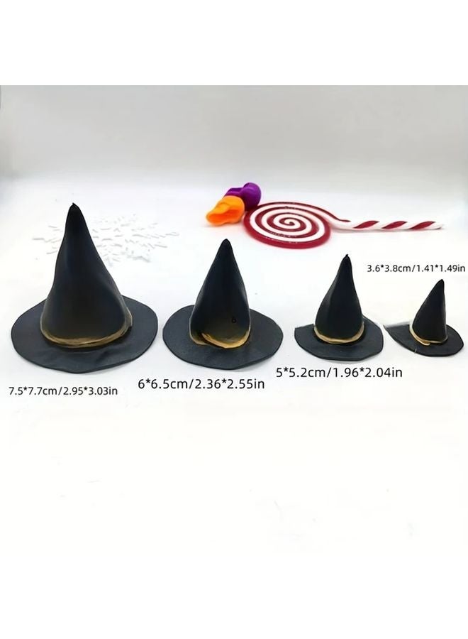 4pcs Mini Witch Hats Halloween Decorations Durable Plastic Conical Caps Tangerine - Image 3