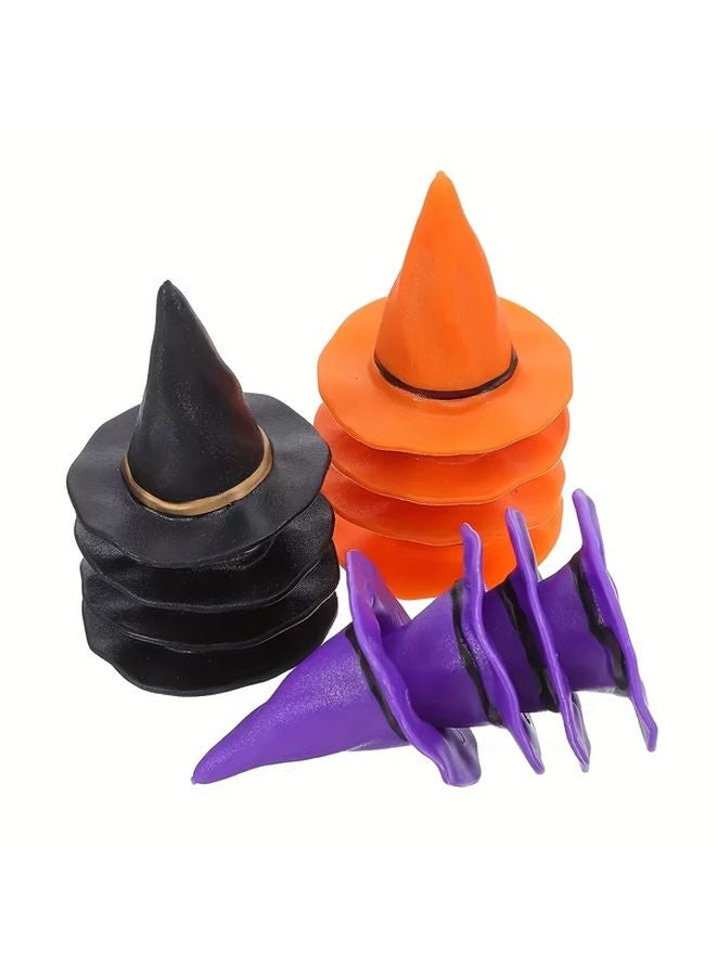 4pcs Mini Witch Hats Halloween Decorations Durable Plastic Conical Caps Tangerine - Image 5