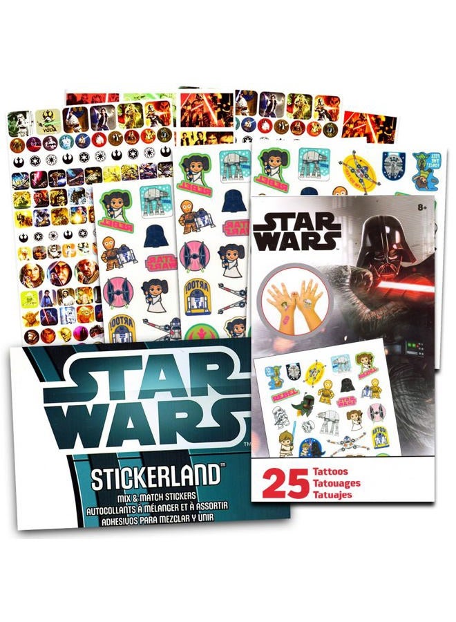 STAR WARS مجموعة ملصقات وتاتو ستار وورز كهدية حفلة (275 ملصق و 25 تاتو مؤقت) - Image 1