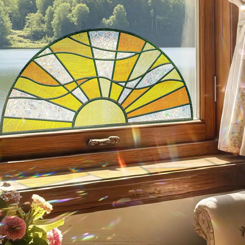 ADD.HERES Window Stickers, ‌Stained Glass Window Privacy Film, UV Blocking Static Cling for Home Kitchen Office Bathroom, Sunshine Catcher, 17.72" X 31.5" - Image 3