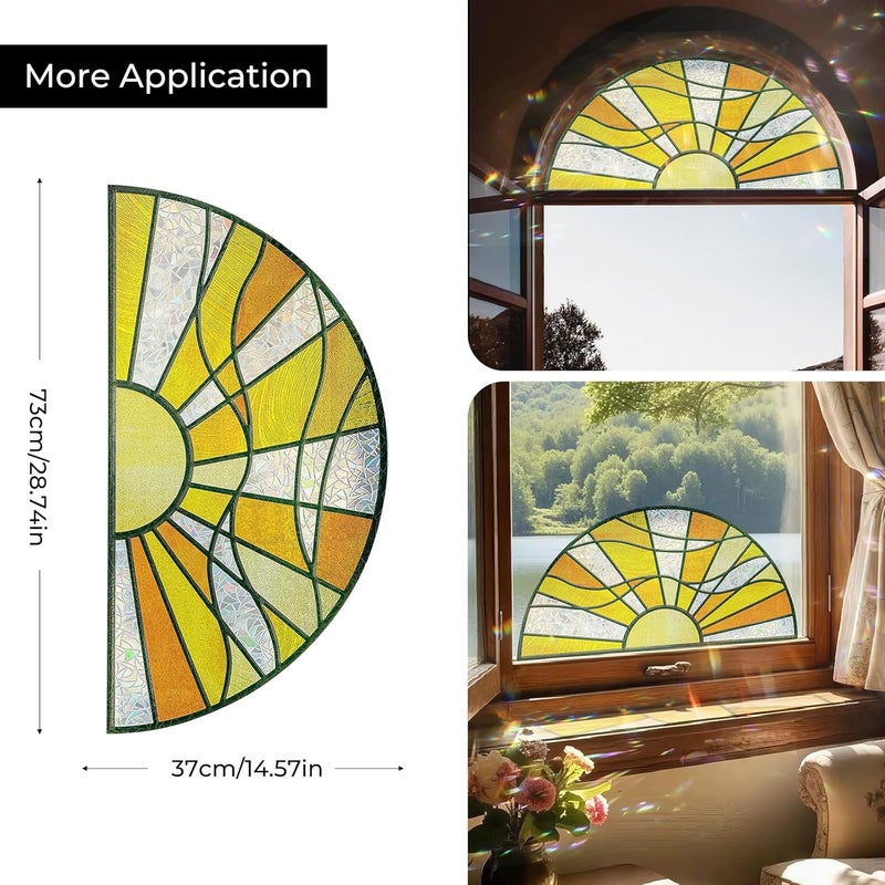 ADD.HERES Window Stickers, ‌Stained Glass Window Privacy Film, UV Blocking Static Cling for Home Kitchen Office Bathroom, Sunshine Catcher, 17.72" X 31.5" - Image 2