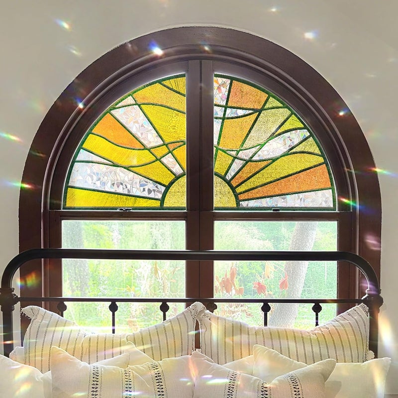 ADD.HERES Window Stickers, ‌Stained Glass Window Privacy Film, UV Blocking Static Cling for Home Kitchen Office Bathroom, Sunshine Catcher, 17.72" X 31.5" - Image 1