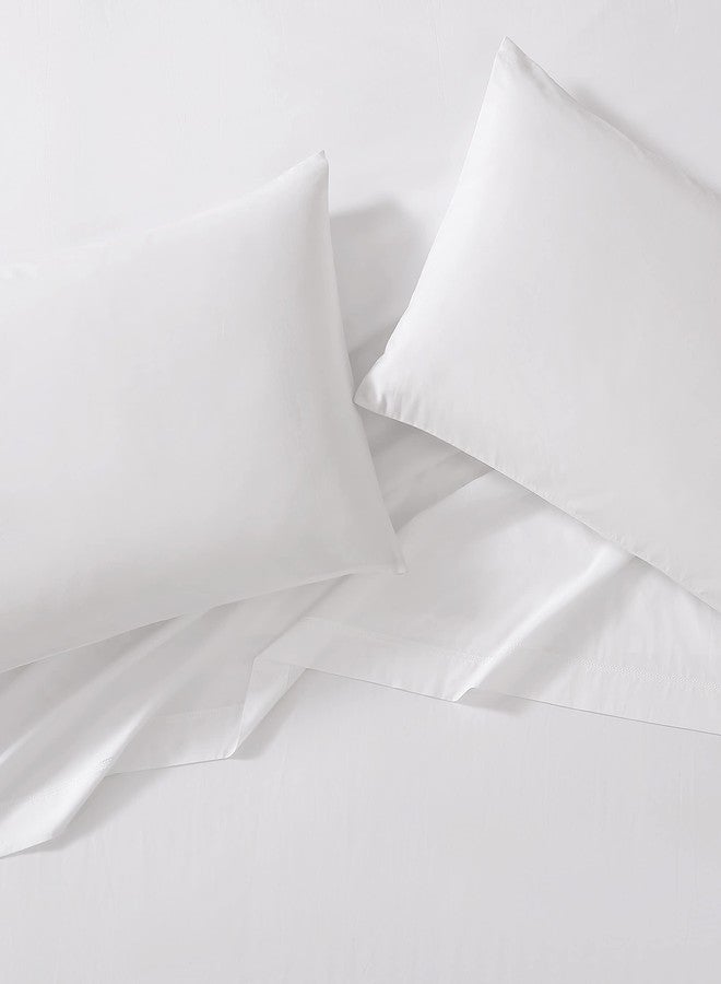 لورا أشلي لورا آشلي - طقم ملاءات سرير كينج، طقم مفروشات قطنية بيركال، ديكور منزلي أنيق وبارد (أبيض سادة، كينج) - Image 3