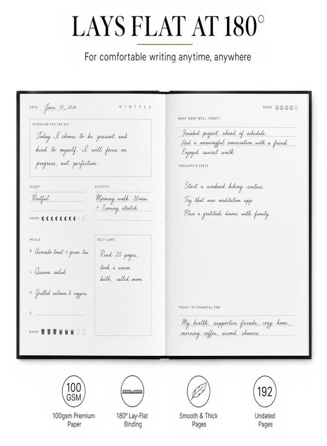 &And Per Se ⩓ Per Se Wellness Journal, Self Care & Daily Journal for Women, Mental Health Planner with Habit Tracker, Diet & Goals, Undated, Gift-Ready (Black) - Image 3