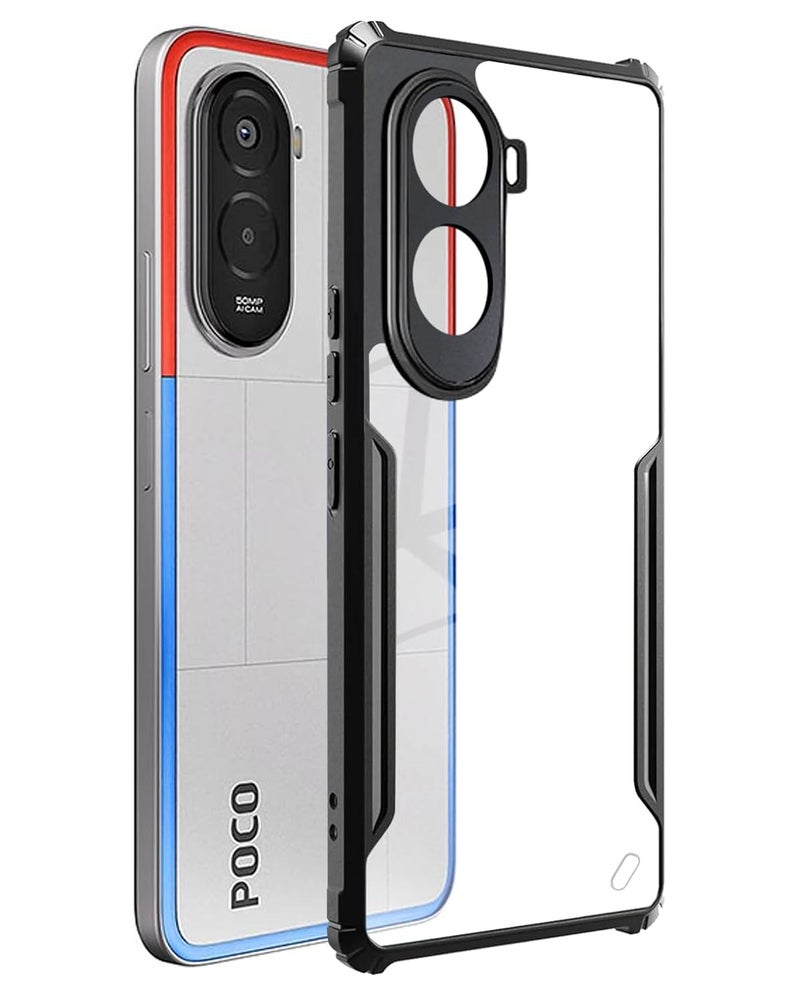 SPAZY CASE غطاء خلفي لـ Poco M7 Plus | غطاء صلب شفاف من الكريستال مع حافة TPU، غطاء حماية ضد السقوط لـ Poco M7 Plus - Image 1