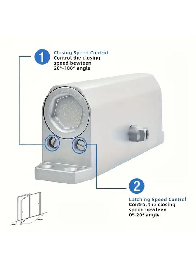 1 Set Automatic Hydraulic Door Closer Adjustable Closing Speed Durable Aluminum Alloy - Image 4