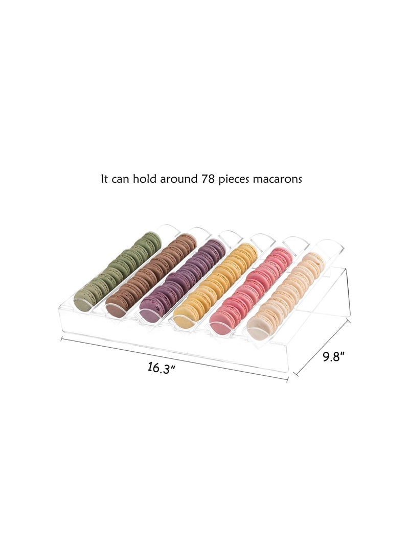 إي وورلد صينية عرض أكريليكية بست فتحات، حامل أنيق للماكارون بإدراج، علبة عرض أكريليكية صغيرة للماكارون والكوكيز، مثالية للمطبخ والطعام وغرفة المعيشة وغرفة النوم. - Image 3