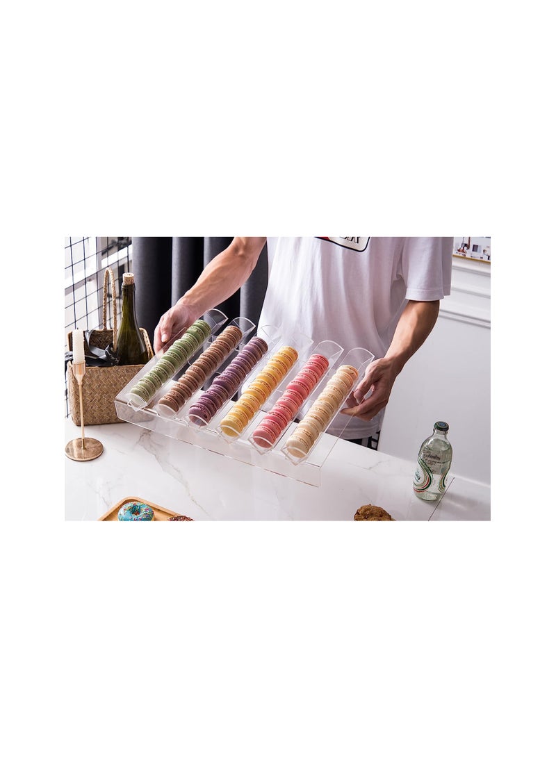 إي وورلد صينية عرض أكريليكية بست فتحات، حامل أنيق للماكارون بإدراج، علبة عرض أكريليكية صغيرة للماكارون والكوكيز، مثالية للمطبخ والطعام وغرفة المعيشة وغرفة النوم. - Image 5