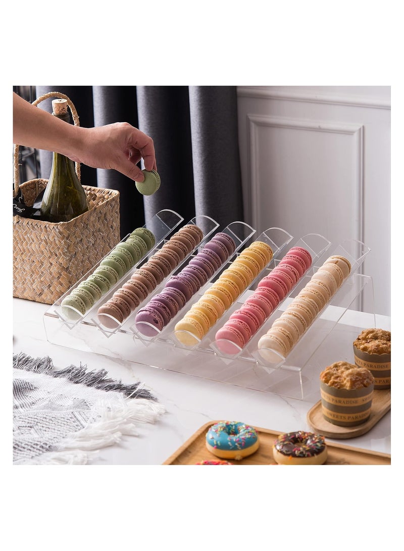 إي وورلد صينية عرض أكريليكية بست فتحات، حامل أنيق للماكارون بإدراج، علبة عرض أكريليكية صغيرة للماكارون والكوكيز، مثالية للمطبخ والطعام وغرفة المعيشة وغرفة النوم. - Image 2