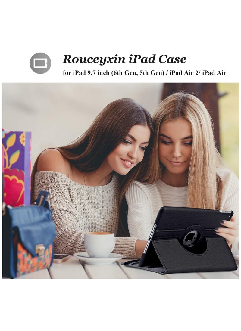 Generic - 360-Degree Rotating Stand Case for iPad 9.7 (2017/2018) & iPad Air 2: Protective Cover with Auto Sleep/Wake Function for 5th/6th Gen iPad - Image 1