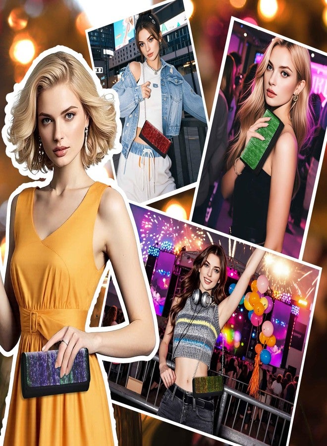 Larcenciel Clutch Purse for Women, LED Light Up Purse - 11 Neon Glow Modes, Holographic Evening Bag w/Chain Strap, Cool Party Bags Rechargeable Handbag for Prom, Disco, Club, Bar, Dinner, Night Events - Image 2