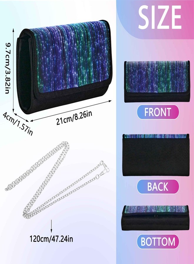 Larcenciel Clutch Purse for Women, LED Light Up Purse - 11 Neon Glow Modes, Holographic Evening Bag w/Chain Strap, Cool Party Bags Rechargeable Handbag for Prom, Disco, Club, Bar, Dinner, Night Events - Image 5