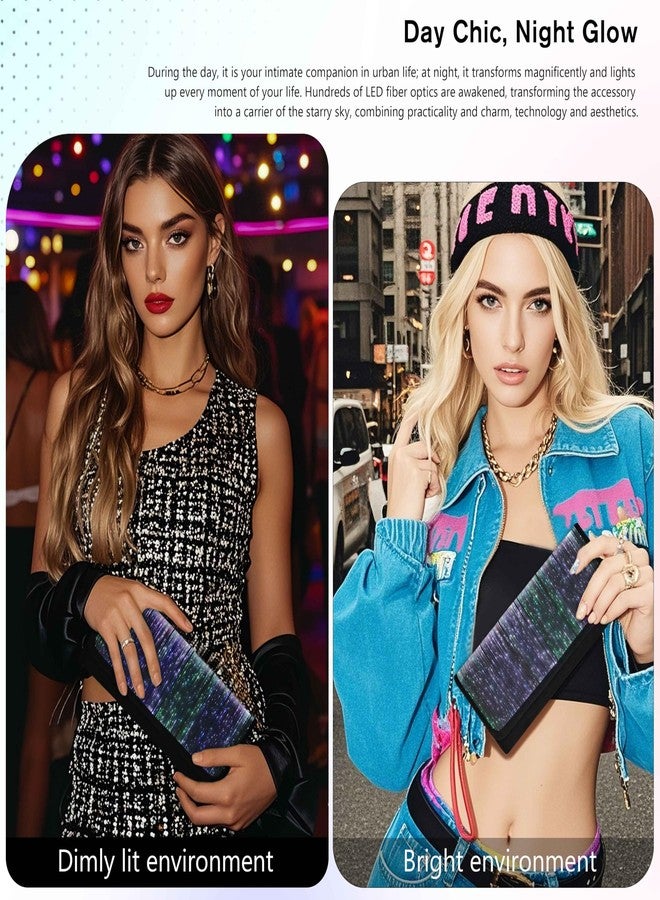 Larcenciel Clutch Purse for Women, LED Light Up Purse - 11 Neon Glow Modes, Holographic Evening Bag w/Chain Strap, Cool Party Bags Rechargeable Handbag for Prom, Disco, Club, Bar, Dinner, Night Events - Image 4